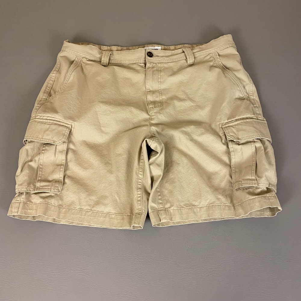 Amazon Essentials Cargo Shorts Men's 42 Tan Beige‎ 100% Cotton Casual EUC